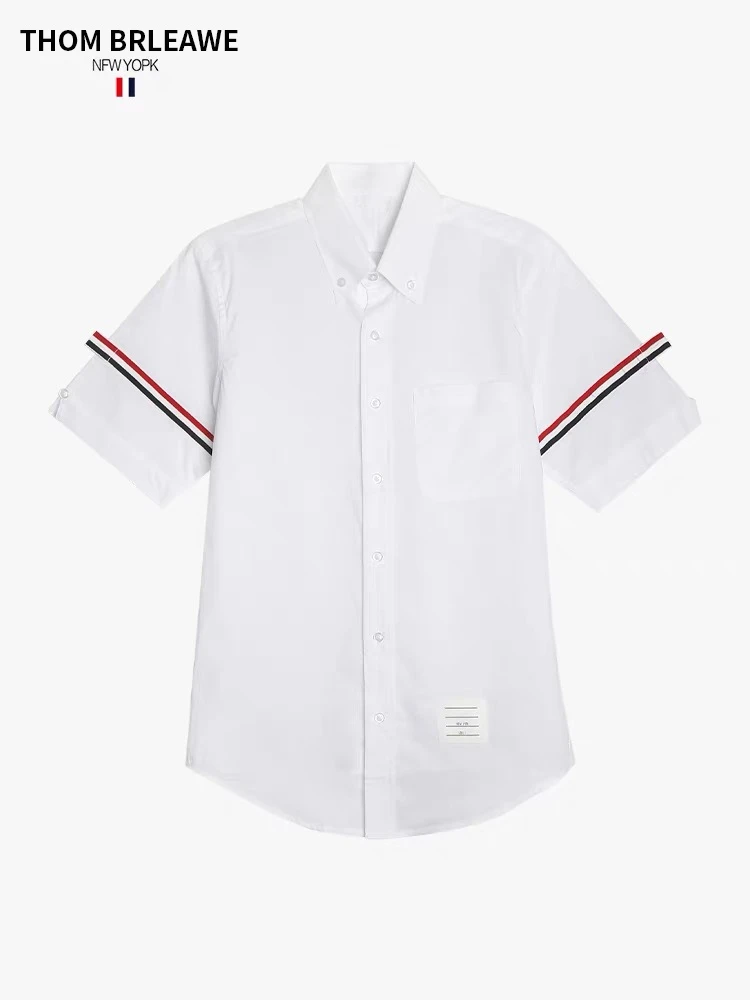 TB【官方正品】汤姆布郎THOM BRLEAWE夏季新款时尚双袖织带衬衫