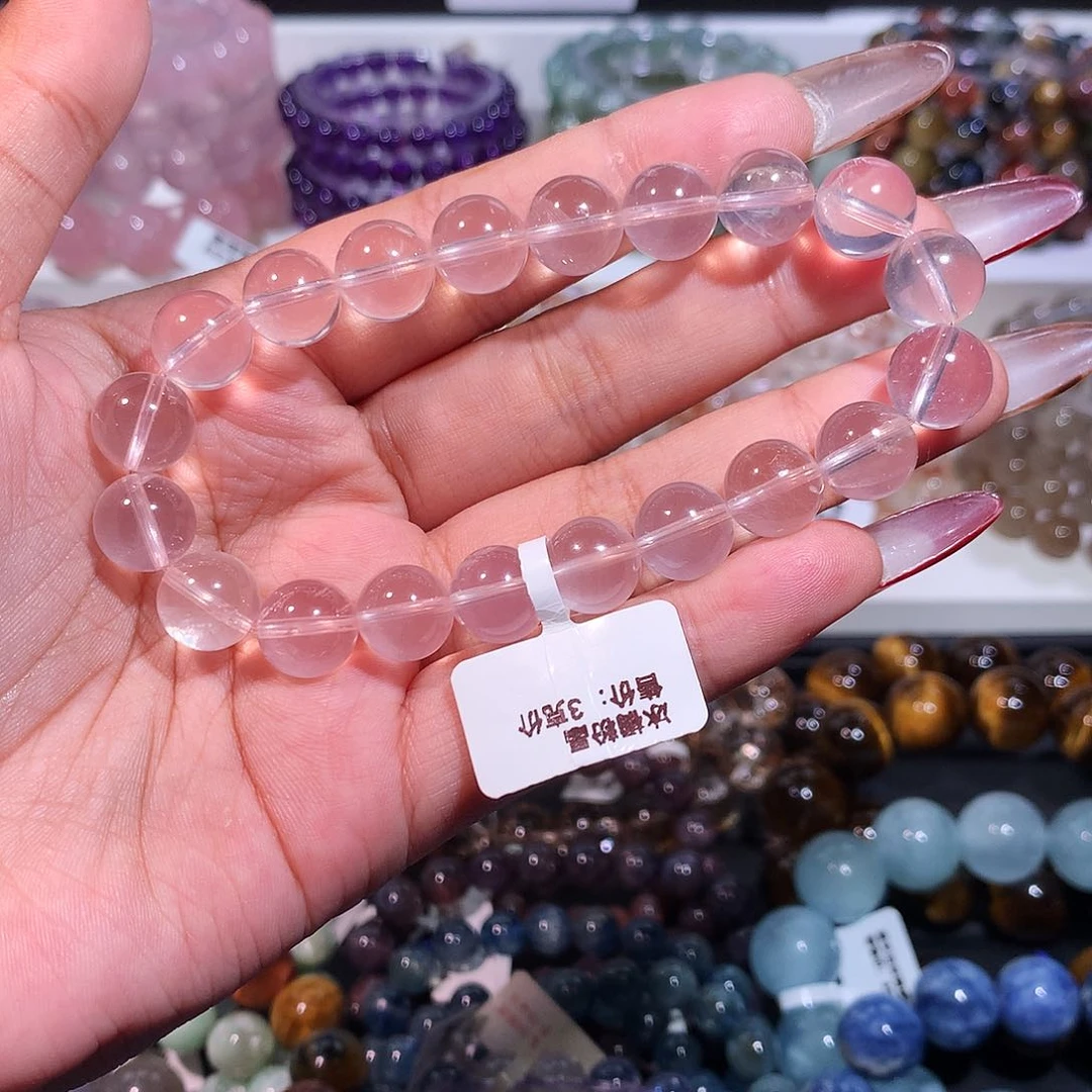 未镶嵌手链水晶全净星光冰橘粉晶10