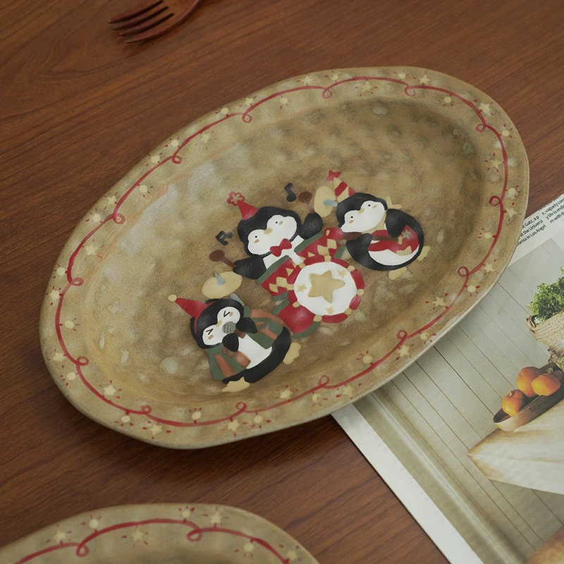 【黄昏派对】复古可爱高颜值陶瓷大鱼盘 家庭大菜水果盘给厨艺加分