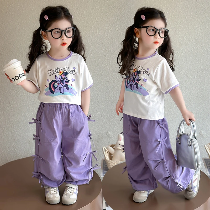 女童夏装短袖套装2025新款儿童T恤工装裤洋气两件套宝宝夏季衣服