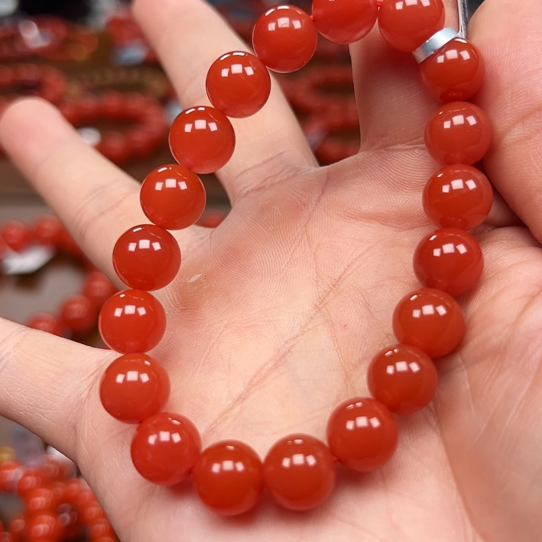 南红玛瑙未镶嵌手镯保山料10m冰红圆珠