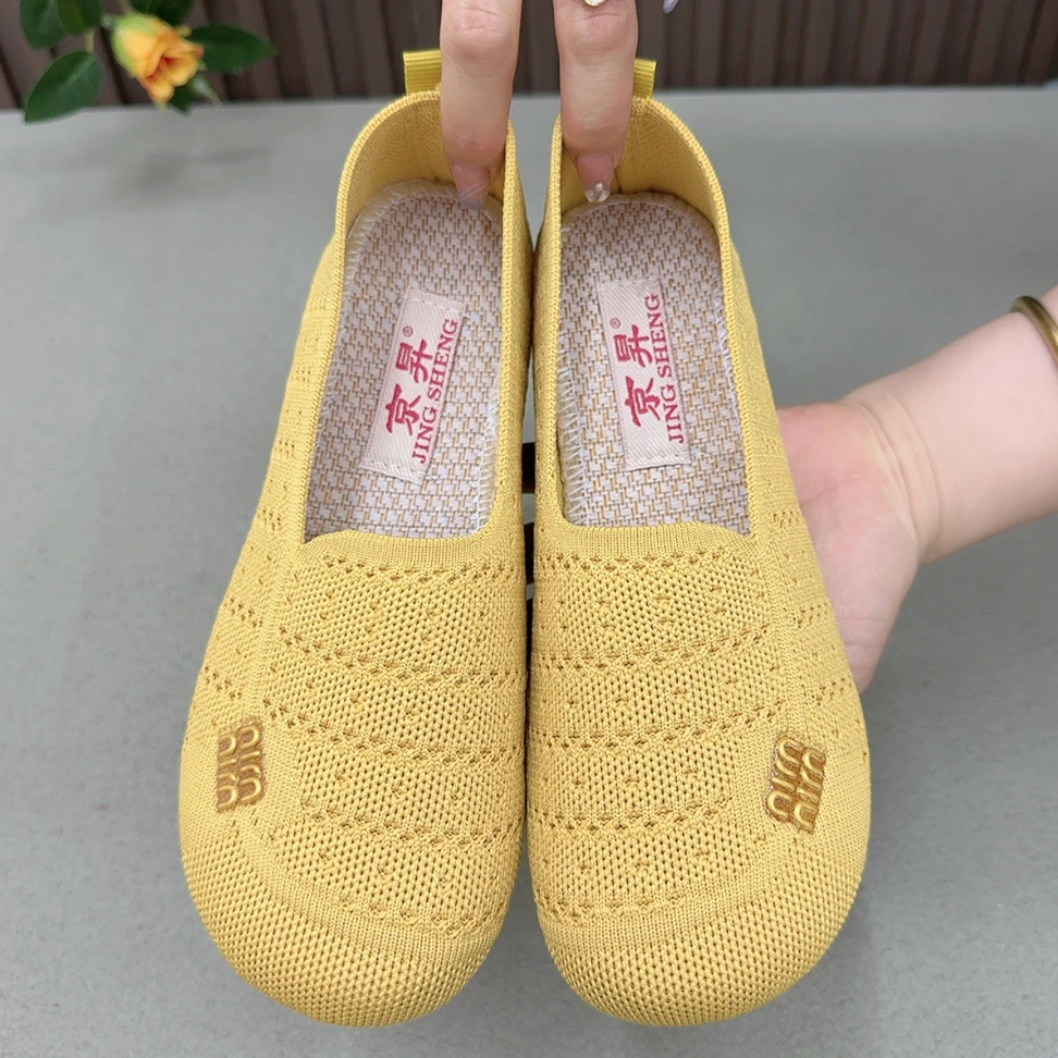 老北京布鞋女夏季新款浅口镂空豆豆鞋一脚蹬懒人鞋软底防滑妈妈鞋
