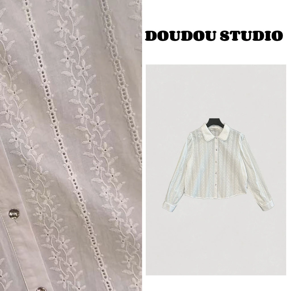 【兜兜】 温柔少女 春夏新款蕾丝设计长袖衬衫 井TW252
