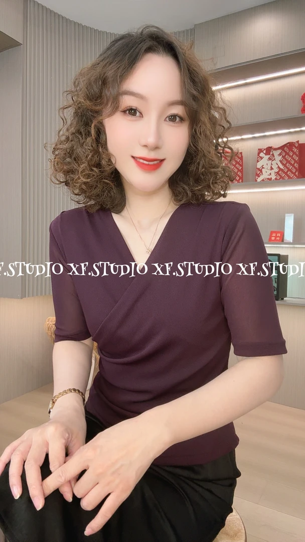 【小凤定制】简约百搭时尚显瘦网纱上衣