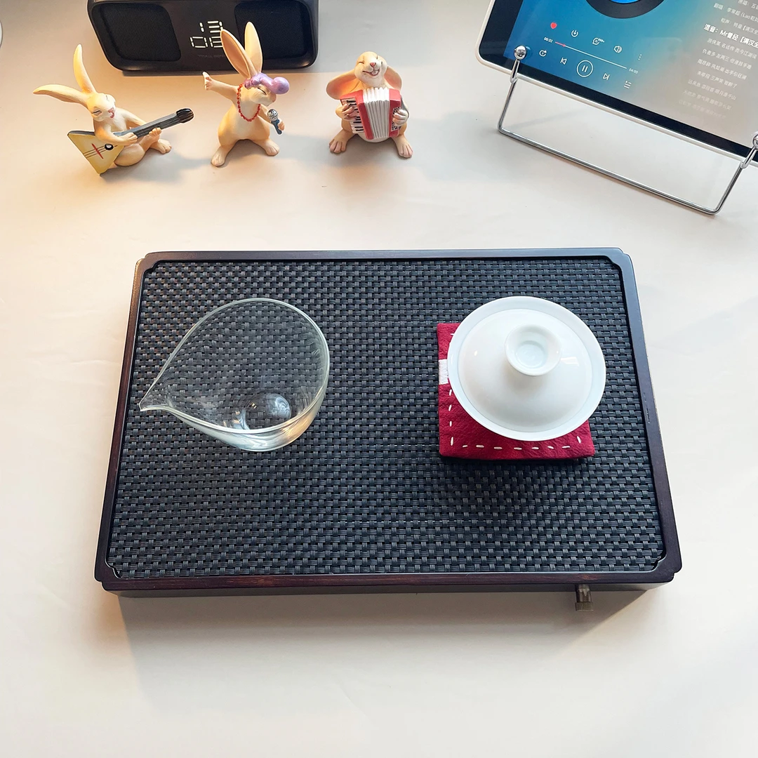 简约蓄水竹质茶盘 | 文定茶盘 山有雾 PVC纤维茶席可排水干湿泡台