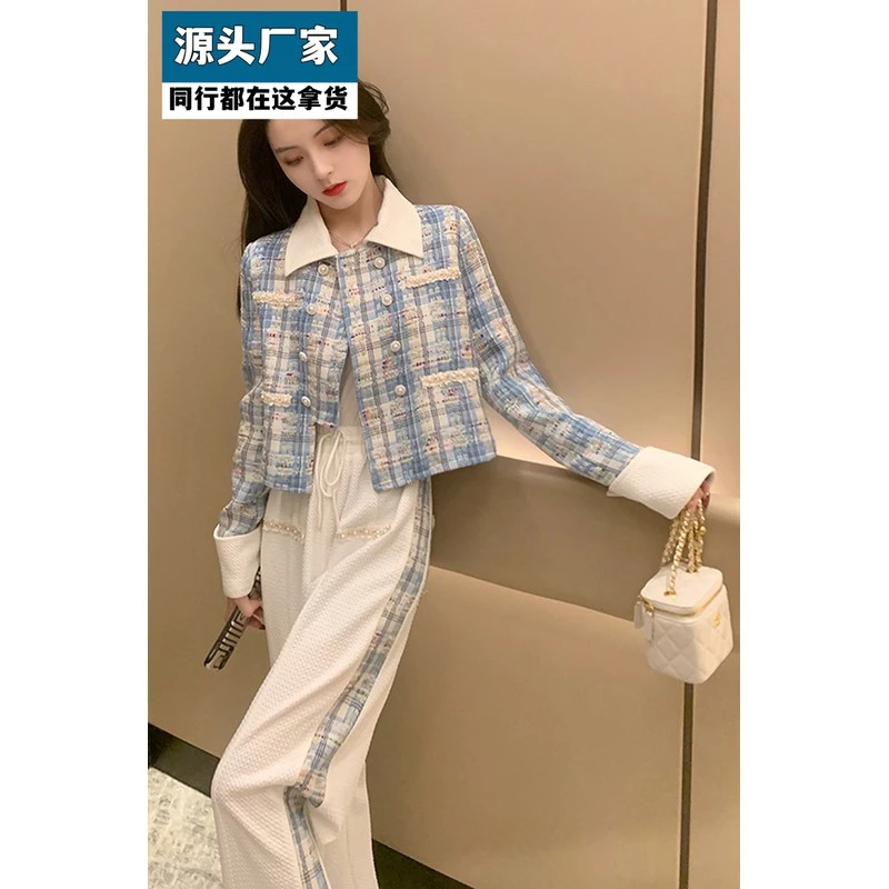 梵乐芬小香风套装女春秋2025年新款时尚洋气高级感减龄上衣阔腿裤