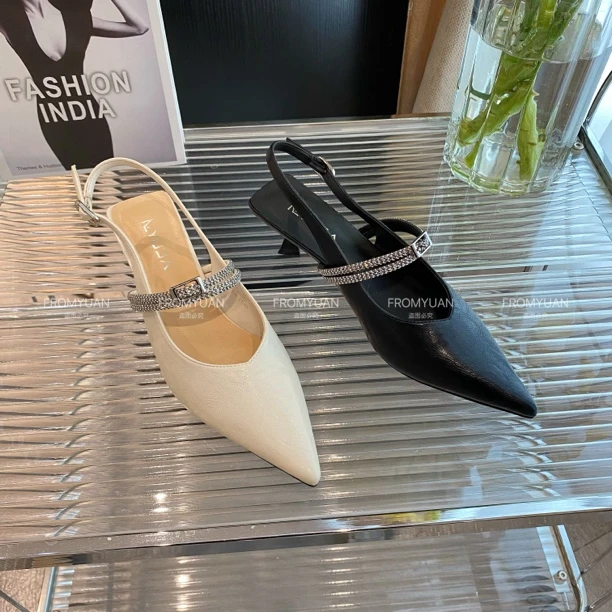 【3cm跟】25023低跟高跟鞋单鞋时尚仙女风百搭夏季女鞋一字带尖头