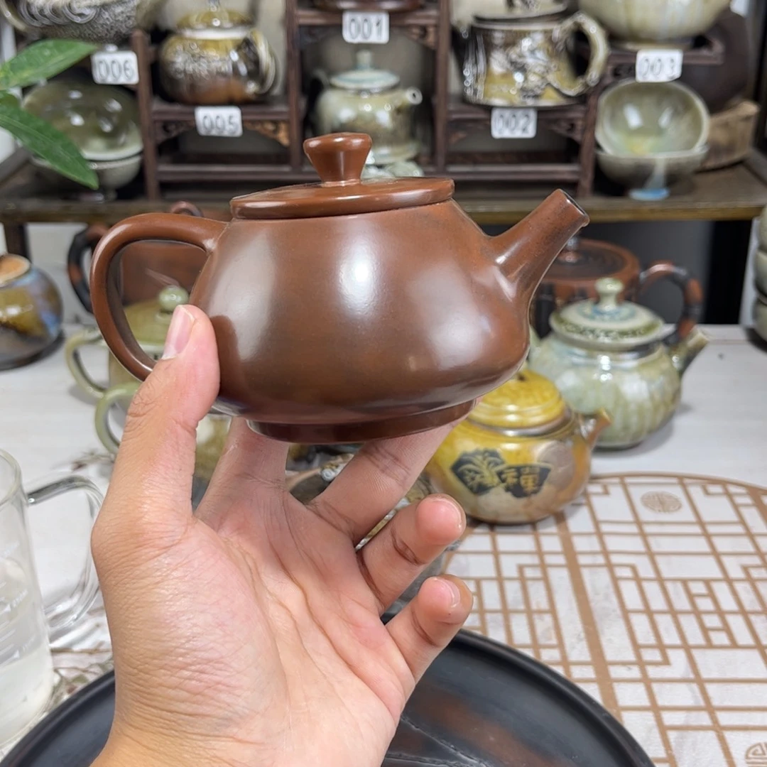 220cc古铜色石瓢壶，建水紫陶全手工制作福利款