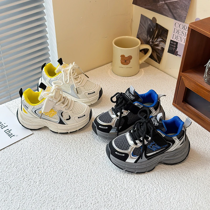 儿童运动鞋女童透气网面跑步鞋子2025春秋新款男童韩系百搭老爹鞋
