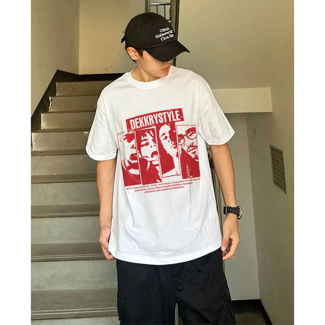 100%纯棉美式创意人物字母印花短袖T恤男女夏季百搭休闲情侣上衣