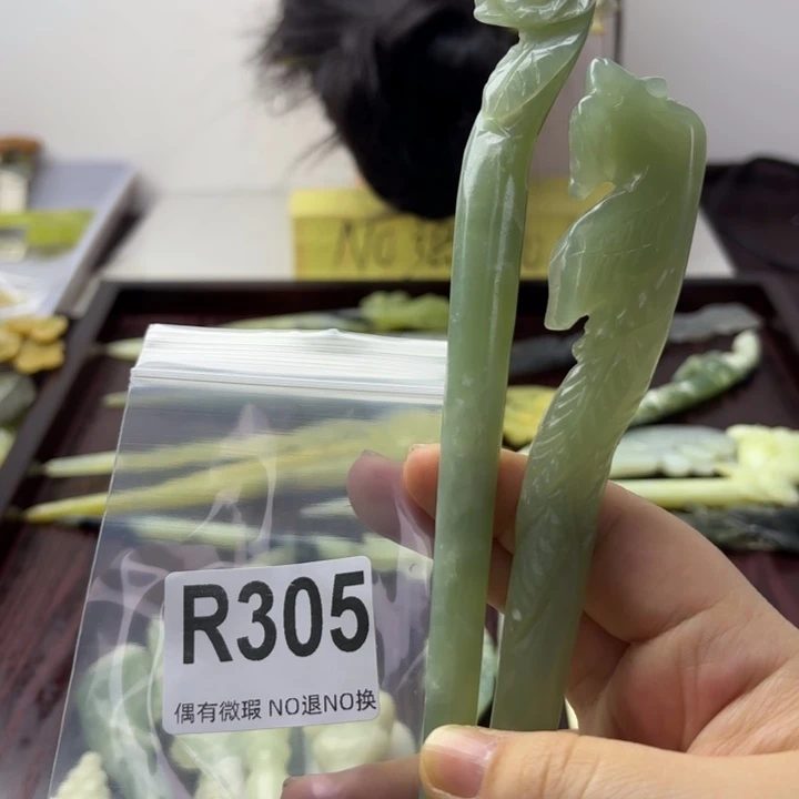 蛇纹石玉发饰合金无*