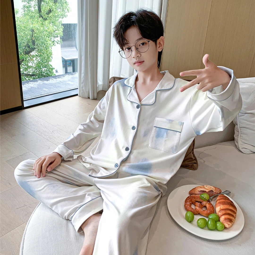 儿童德绒睡衣男童秋冬季长袖中大童10-15岁男孩保暖家居服套装潮
