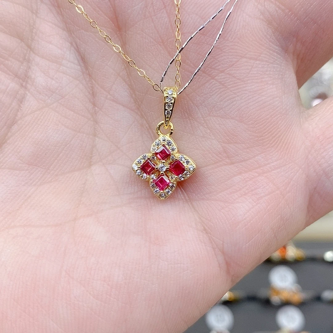 银S925镶嵌吊坠(赠链)红宝石