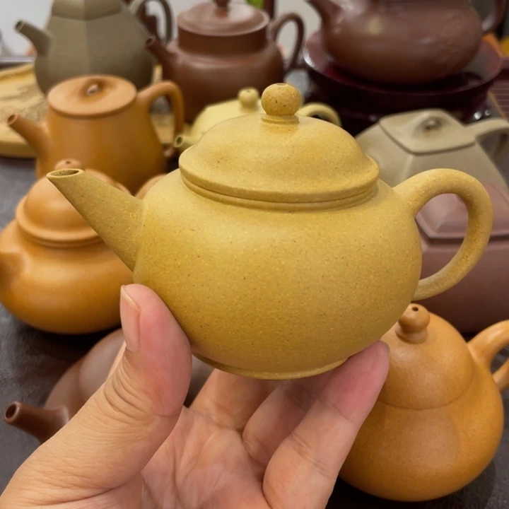 紫砂茶壶黄金段水平壶