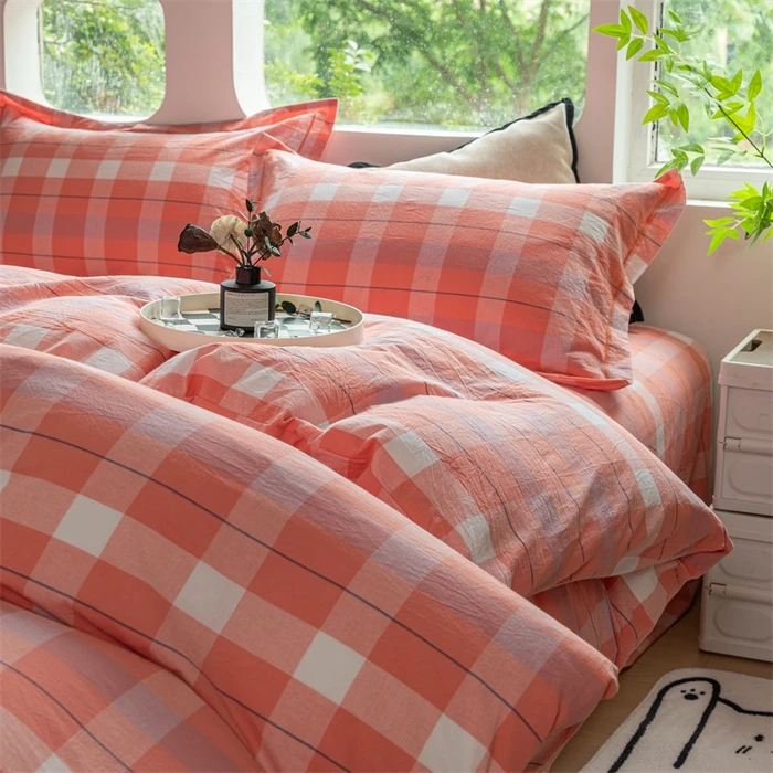 全棉色织水洗棉A类100床单款纯棉四件套被套床单学生宿舍床上用品