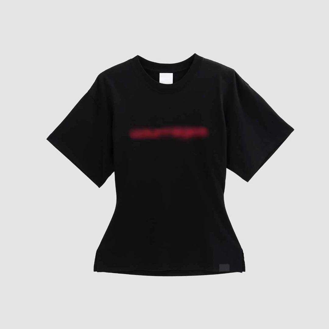 喜发发studio 黑色百搭简约收腰T恤 2078