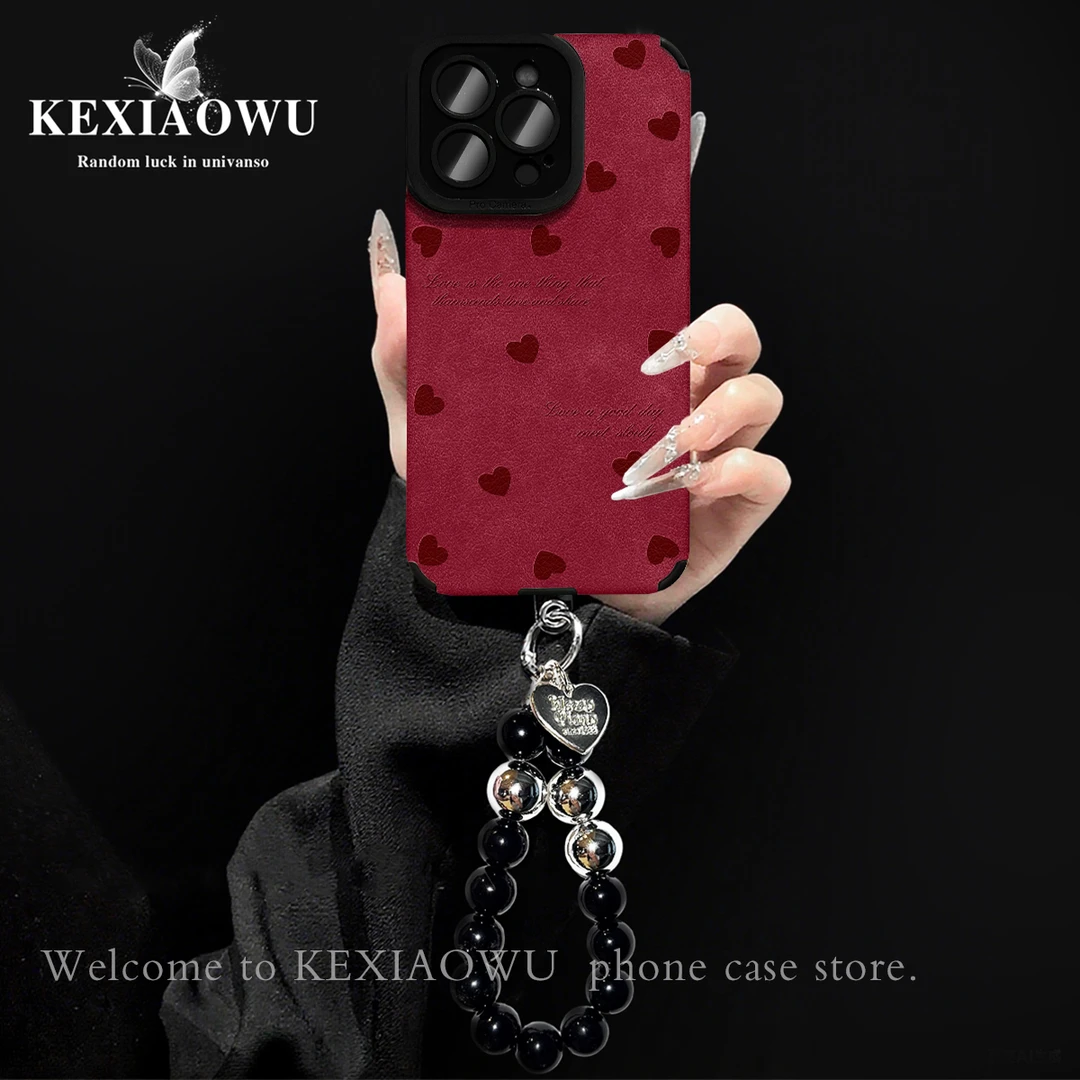 【OPPO/一加系列】适用轻奢瞳眼小羊皮英文爱心拼接手链手机壳