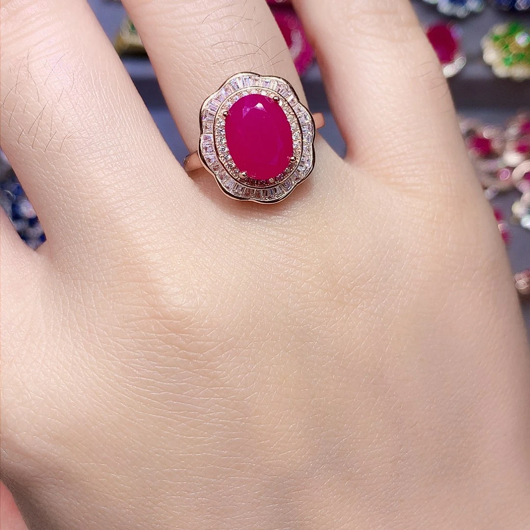 银S925镶嵌戒指红宝石