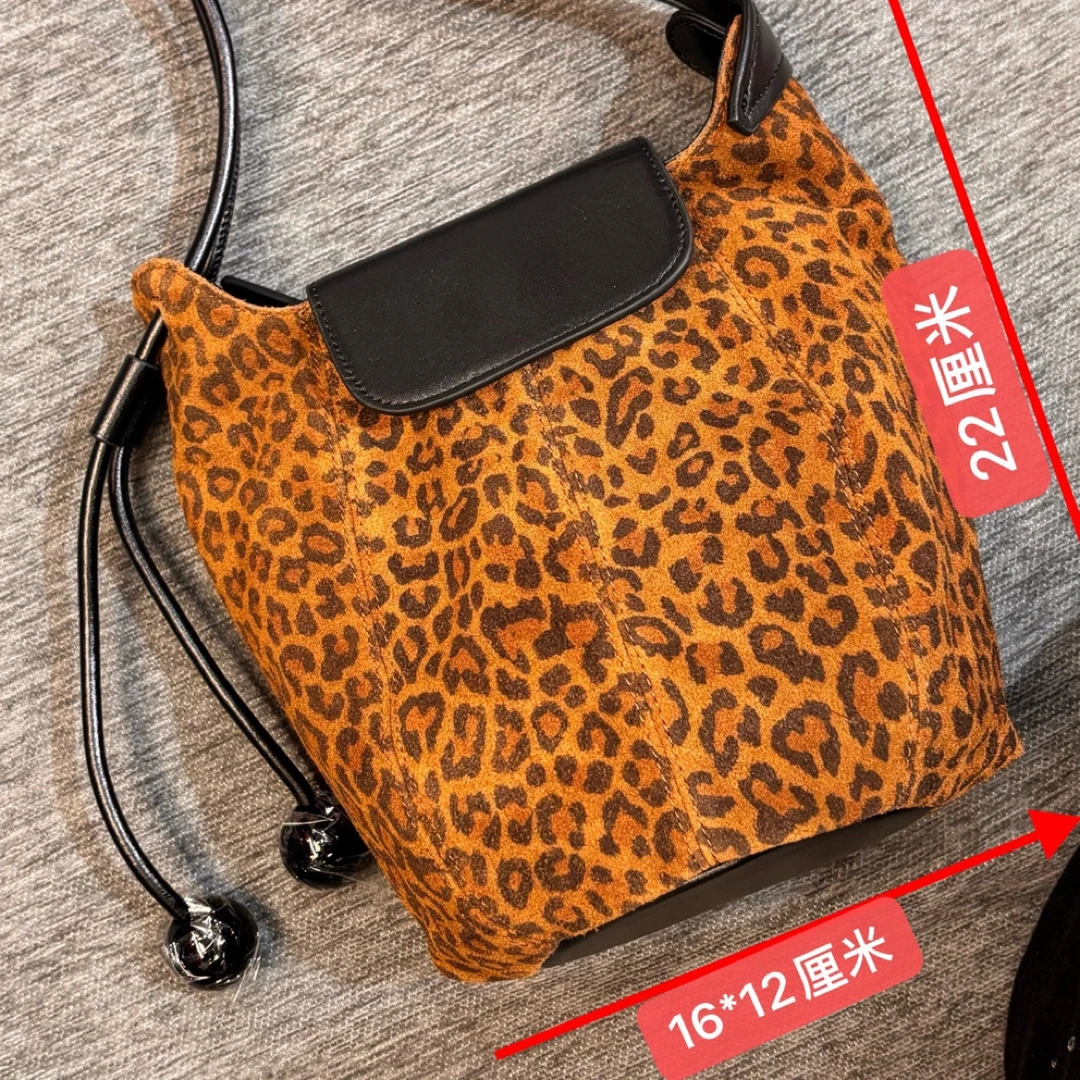 【铂金时袋】193牛皮豹纹轻奢百搭女士休闲包