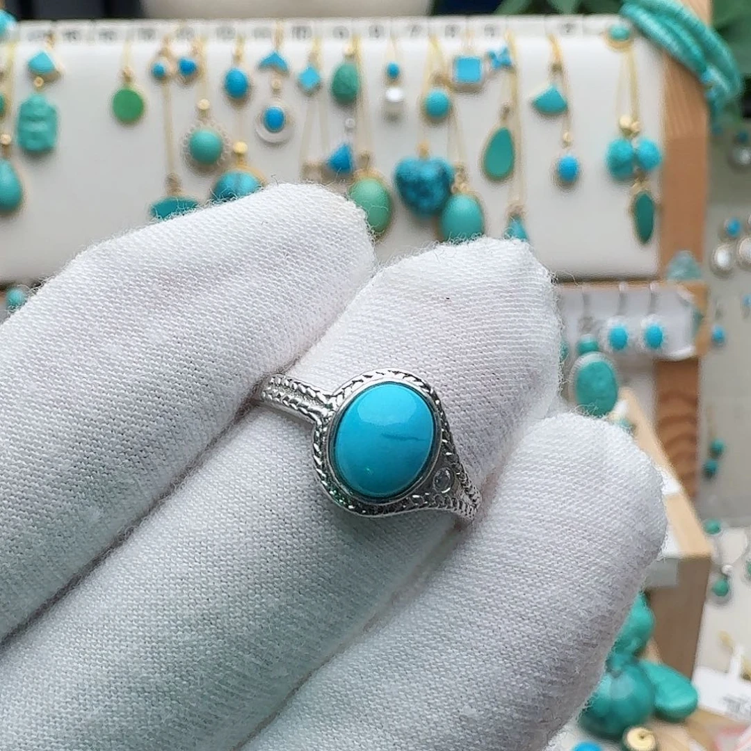 绿松石银S925镶嵌配饰扎*