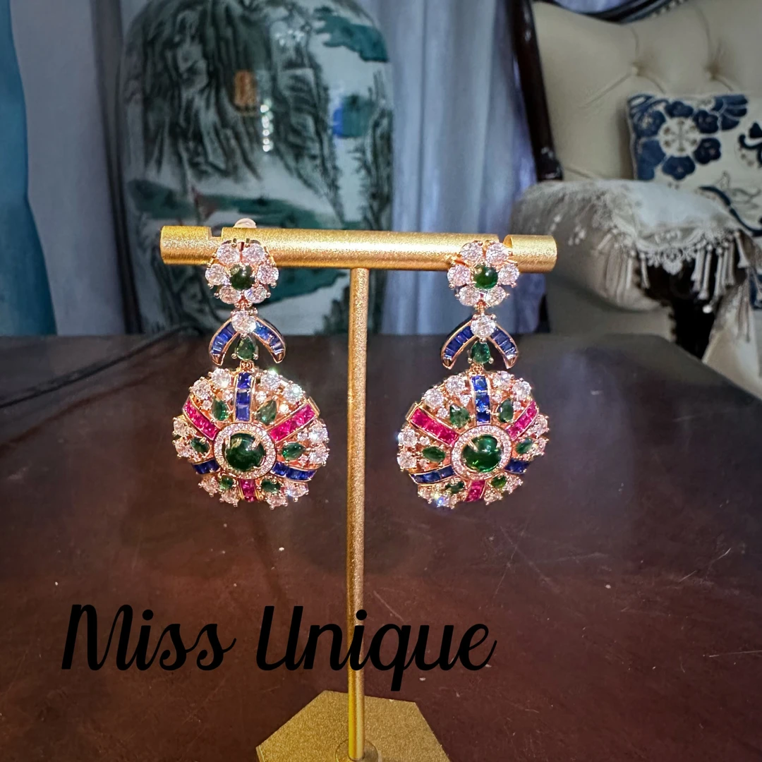 S2028外贸红绿蓝太阳花圆盘耳环