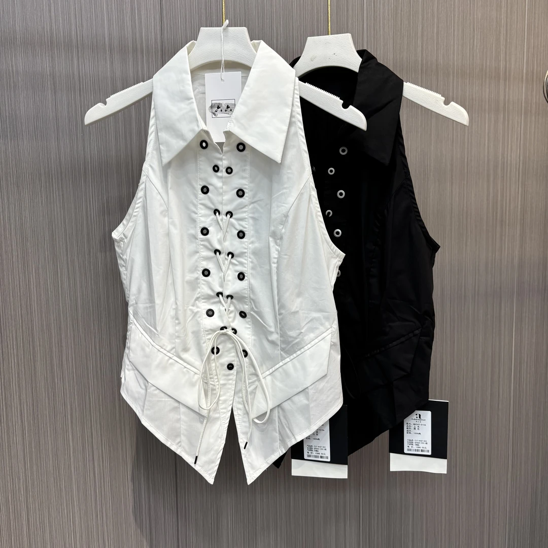 辣妹设计无袖甜酷风短款上衣5156-1