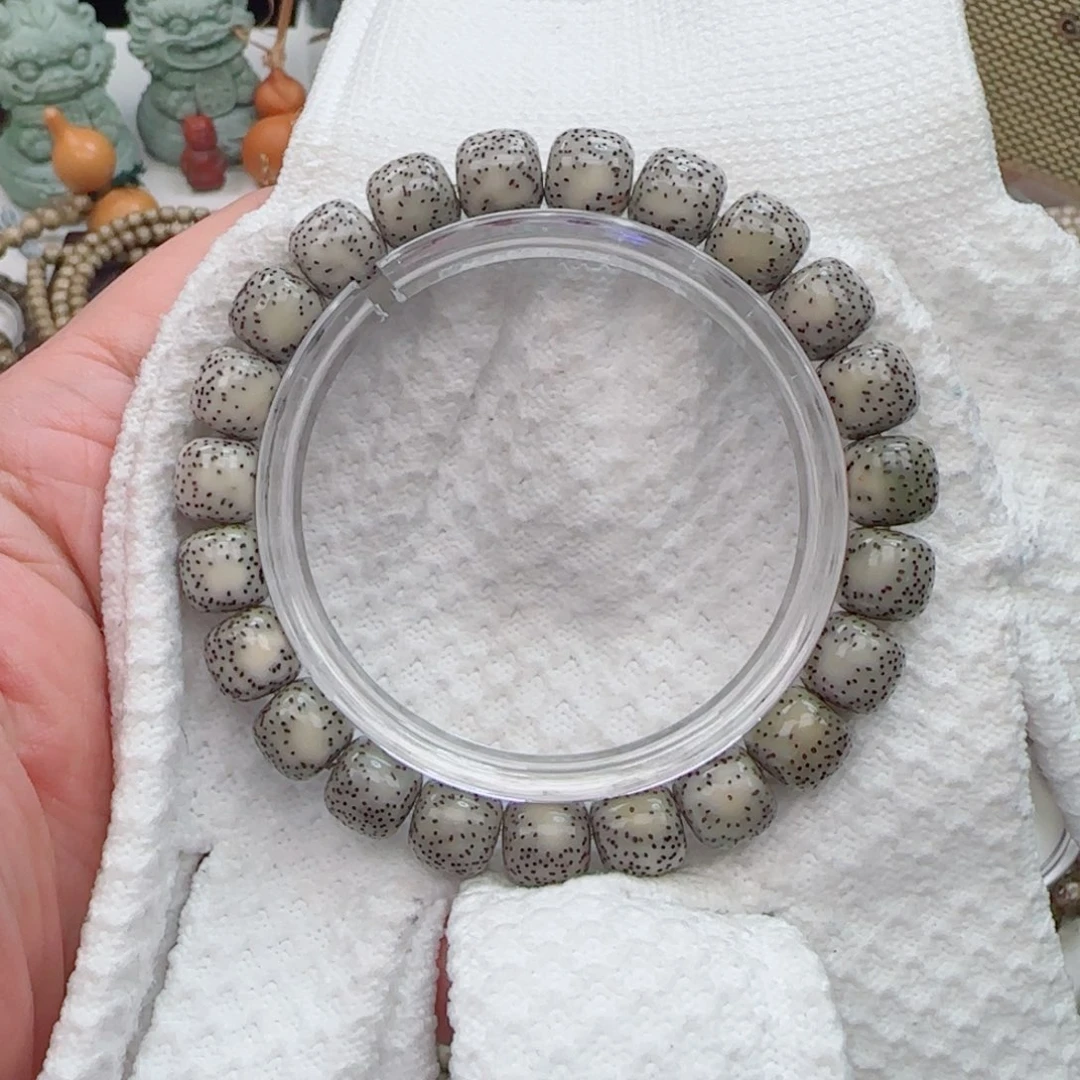 星月菩提手串侧留白灰皮果冻针尖星10*9