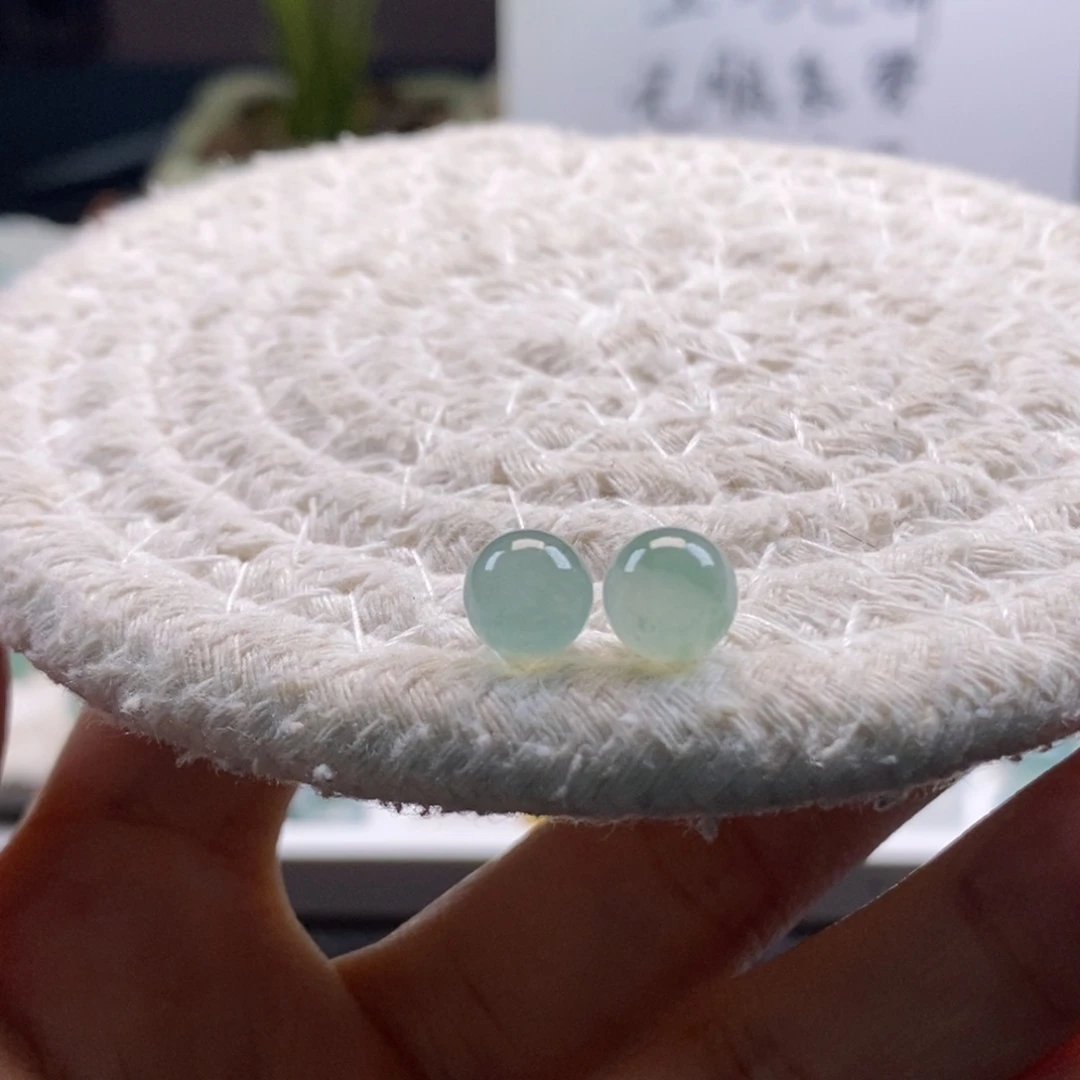 翡翠散珠十**、天然翡翠一对7.5×7.7