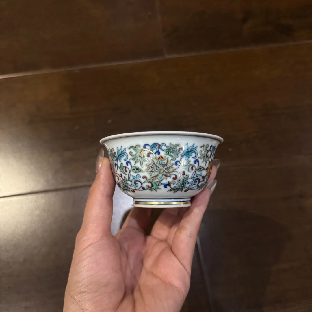 【小乔赏瓷】涂杏花描金缠枝杯