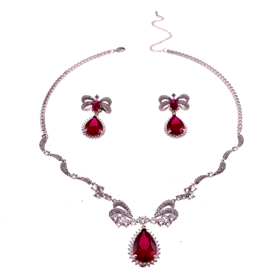 铜合金锆石项链 S086欧美时尚气质轻奢设计款满钻镶嵌项链套装