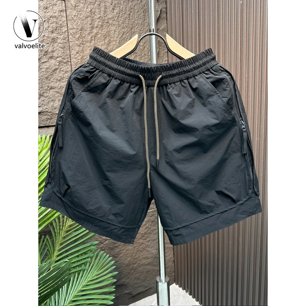 VALVOELITE拉链短裤男夏季薄款速干五分裤复古美三件套男款户外