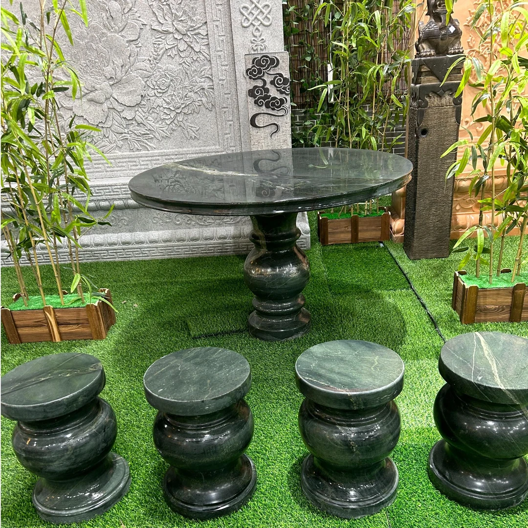 石桌石凳天然石材户外庭院别墅花园圆形石桌