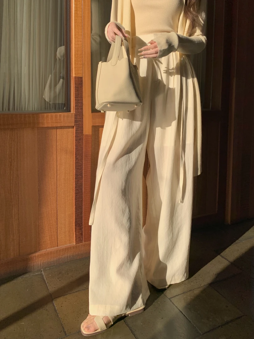 EIA一尧【淡人舒适区】气质松弛知性百搭亚麻长裤复古显瘦直筒宽松