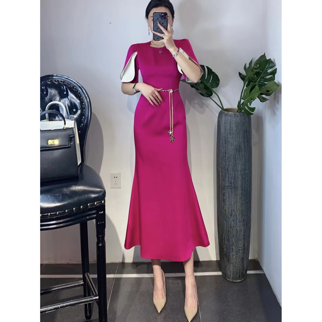 高端轻奢设计感连衣裙2023夏季大牌气质名媛女神范修身鱼尾裙女