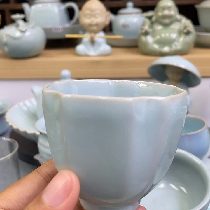 杯子天青不开片五方杯