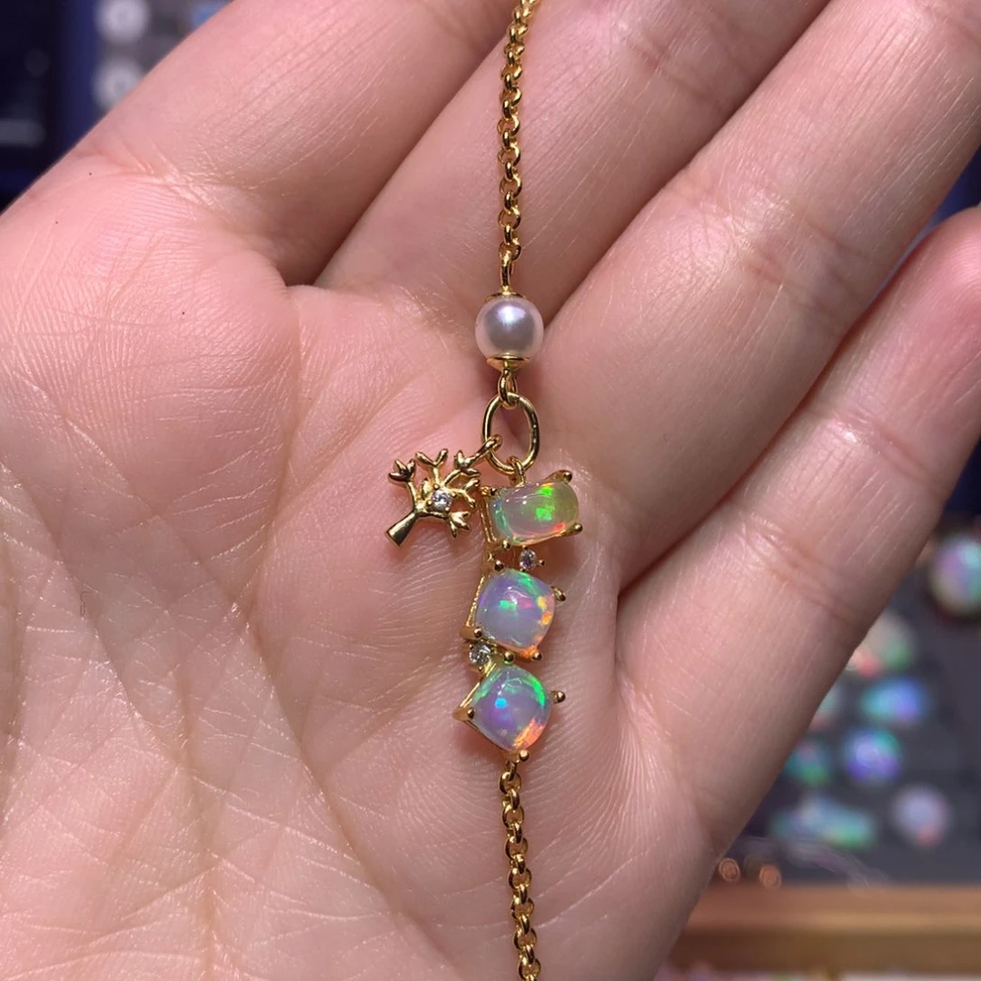 银S925镶嵌欧泊手链款式