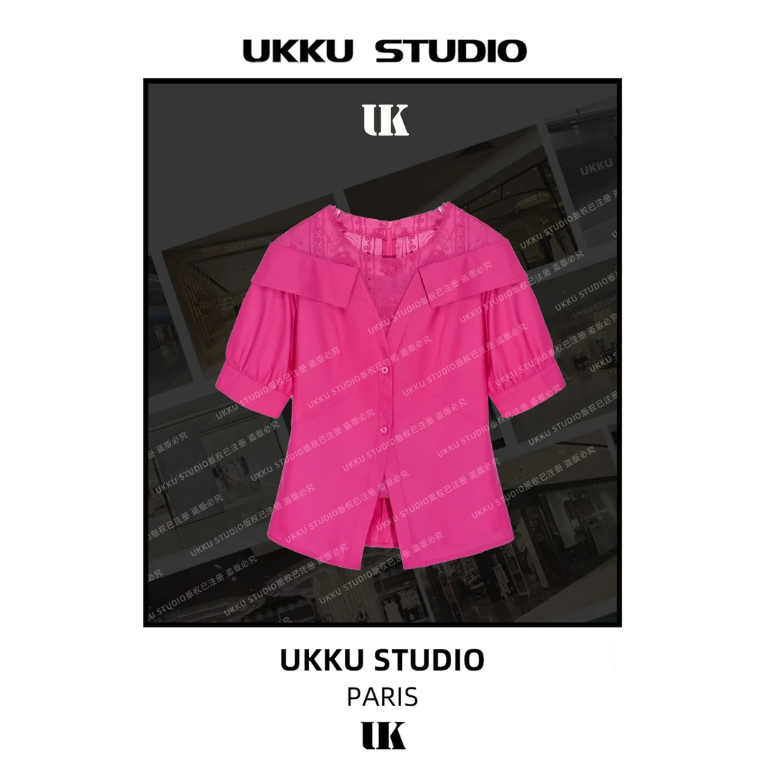 白白【UKKUSTUDIO】小众气质休闲修身设计师百搭洋气女款T恤613770