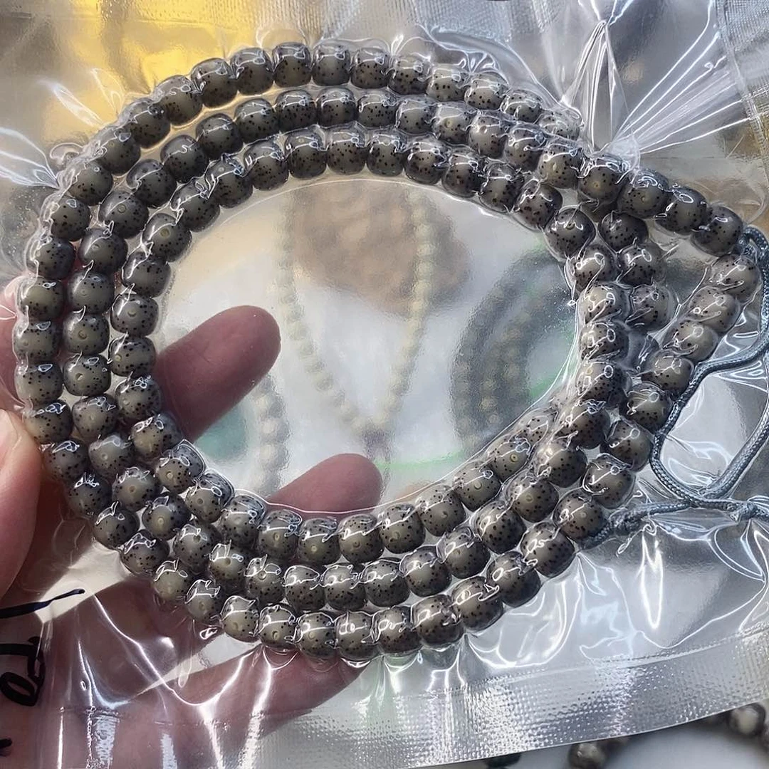 星月菩提手串夜***^卡8黑灰冰透冰糖C