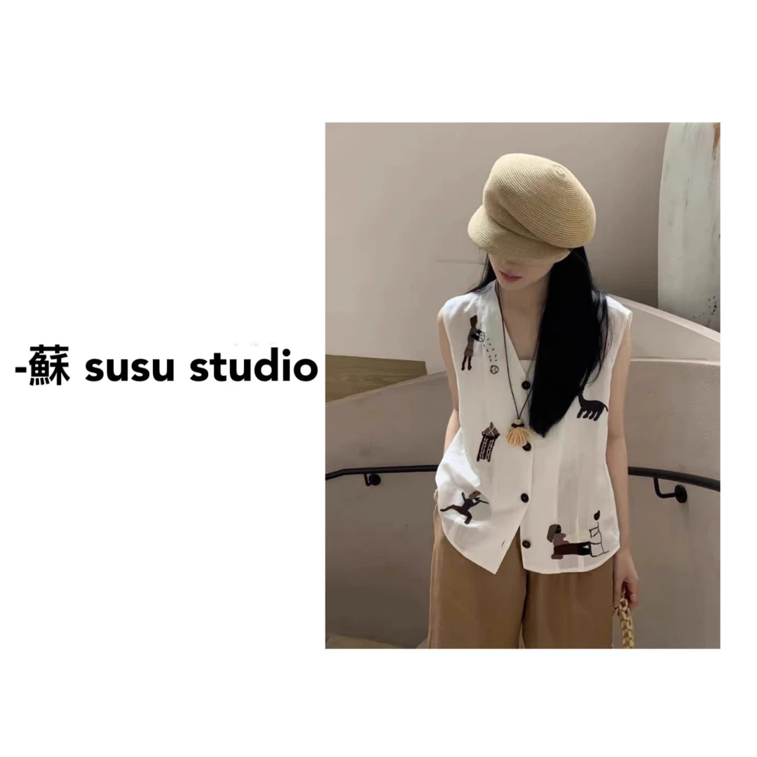 KF2555新款重工刺绣高级感坎肩上衣女