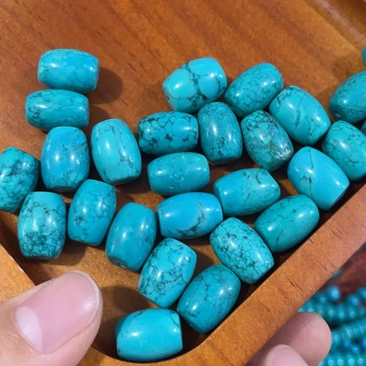 玛瑙/玉髓合金珠宝半成品8颗10x14mm蓝色桶珠
