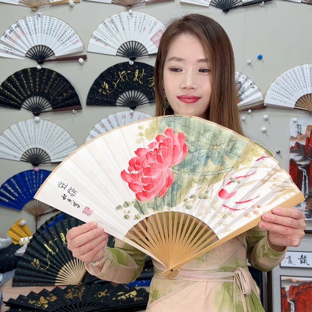 书法九五寸玉竹-文玩扇-手写-粘好发出