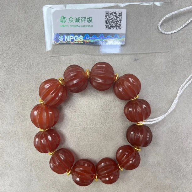 瓜棱红玛瑙手串 YZ1326 [燕赵造物司］