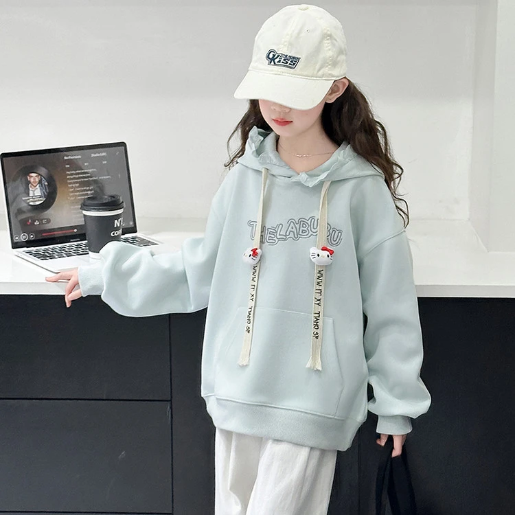 【丫丫童装】2025春季新款女大童女童连帽凯蒂猫卫衣-A162