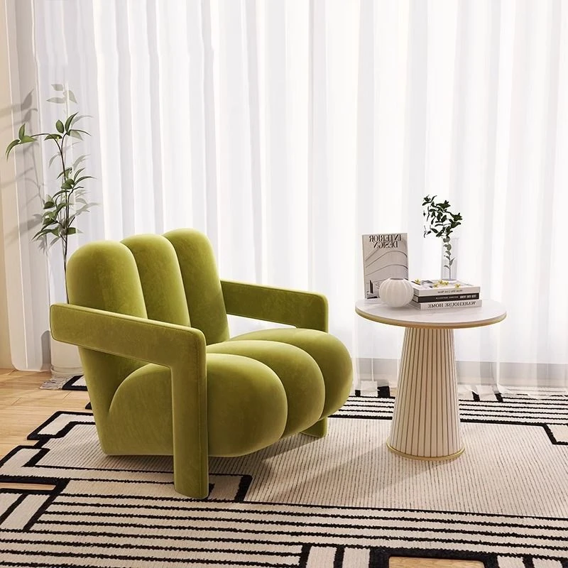 新疆西藏包邮民宿轻奢奶油风卧室小沙发椅创意懒人沙发阳台卧室绒