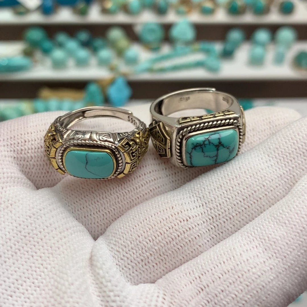 绿松石银S925镶嵌散珠