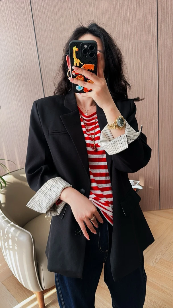 设计师 高级感休闲百搭春季女士西装外套X7813