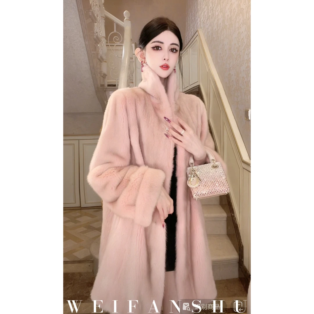 WEIFANSHU/魏凡舒【教堂暮光】丹麦进口天鹅绒半抽刀工艺水貂外套