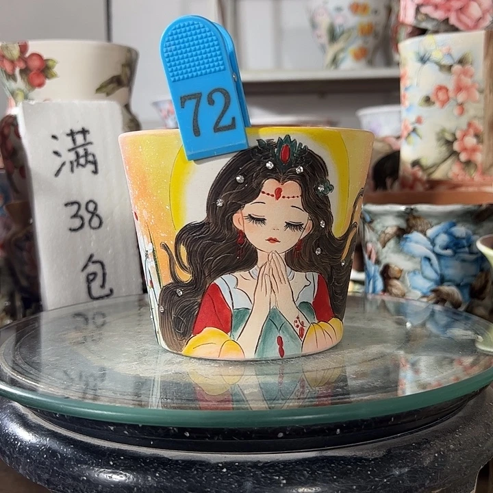 景德镇手绘花盆满38包邮偏远地区除外