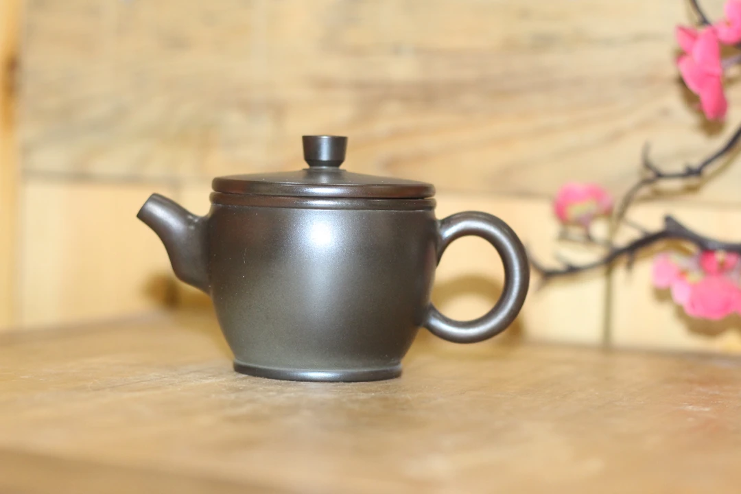 坭兴陶柴烧茶具170cc纯手工茶壶宽口家用广西原矿陶器茶具纯裸烧