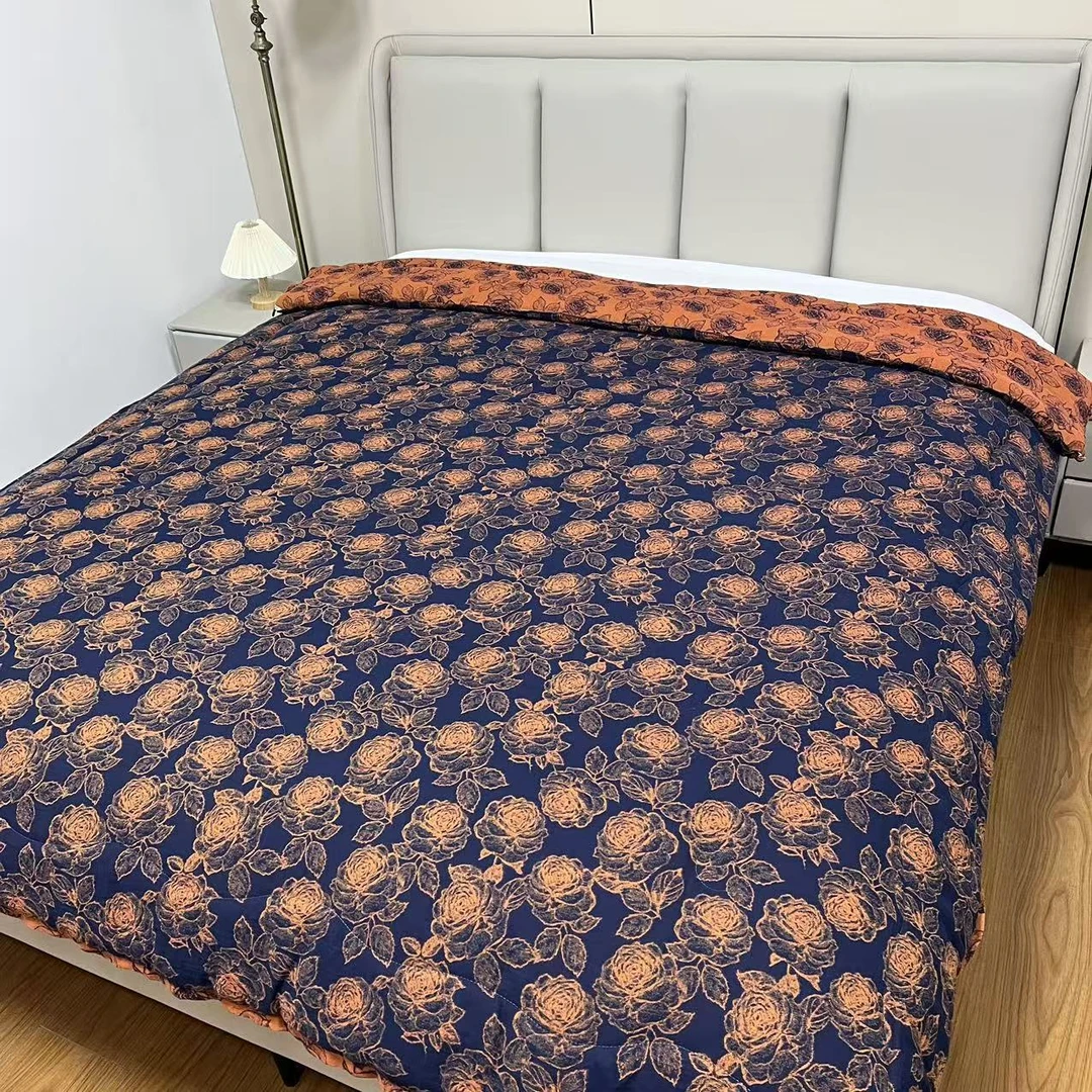 【蓝玫瑰】2.0*2.3高端色织提花双层纱春秋冬被